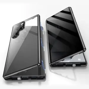 Privacy Glass Metal Magnetic Phone Case For Samsung Galaxy S25 S24 FE S23 S22 S21 Plus Ultra Anti Peeping Cover 360° Protection