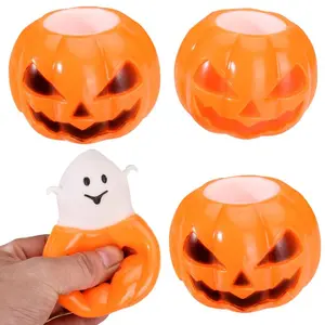 Random Color Pumpkin Design Squishy Toy, 1 Counts Pumpkin Relieve Stress Fidget Toy, Squeeze Sensory Ghost Toy for Party, Halloween