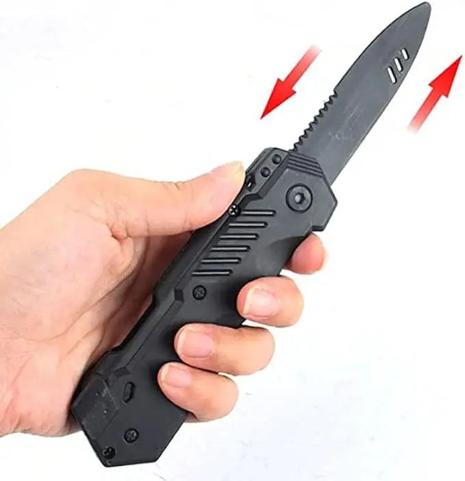 Boao 4 Pieces Retractable Knife Prop False Trick Gadget Toy Disappearing Dagger Fake Plastic Blade for Halloween Fools Day Party