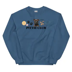 Brindle Pittie Club Sweatshirt - Unisex Apparel Relaxed Fit Printed In The USA Clothing Womenswear Casual Comfort Cotton Top Athletic Boho Chic