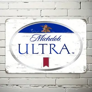 8x12 Inch Michelob Ultra Vintage Beer Metal Tin Sign, Retro Bar Pub Wall Decor, Man Cave Garage Rustic Plaque, Home Bar Decor, Outdoor Bar Decor, Funny Beer Sign Wall Art Gift for Men Women Dad Husband