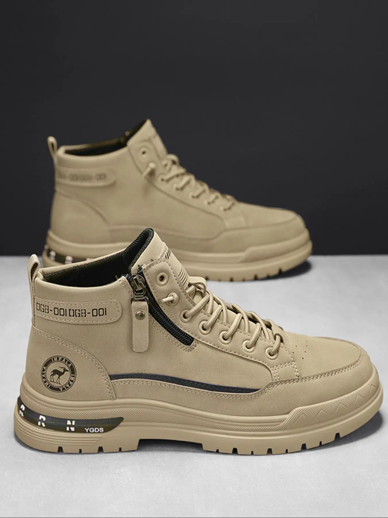 Men's Casual Boots Protective Work Shoes Worker, High-Top Outdoor Hiking Safety Shoes, Versatile Fashionable Men's Footwear Closed