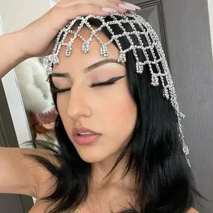 Tassel Hair Chain Fashion Hollow Rhinestone Hair Accessories Bride Hair Chain