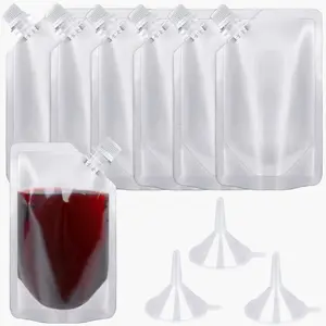 24 Pcs Plastic Flasks, 8 Oz Concealable and Reusable Drink Pouches, Leak-Proof Food Grade Plastic for Travel (8OZ-24PCS +3 Funnels)