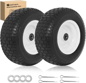 Yesker 16x6.50-8 Solid Lawn Mower Tires Flat Free, 1" Axle Bearing & 3" Centered Hub, Polyurethane Replacement Wheels with, Heavy Duty Riding Mower Tires, 2 Pack(Not Spacers Pins Included)