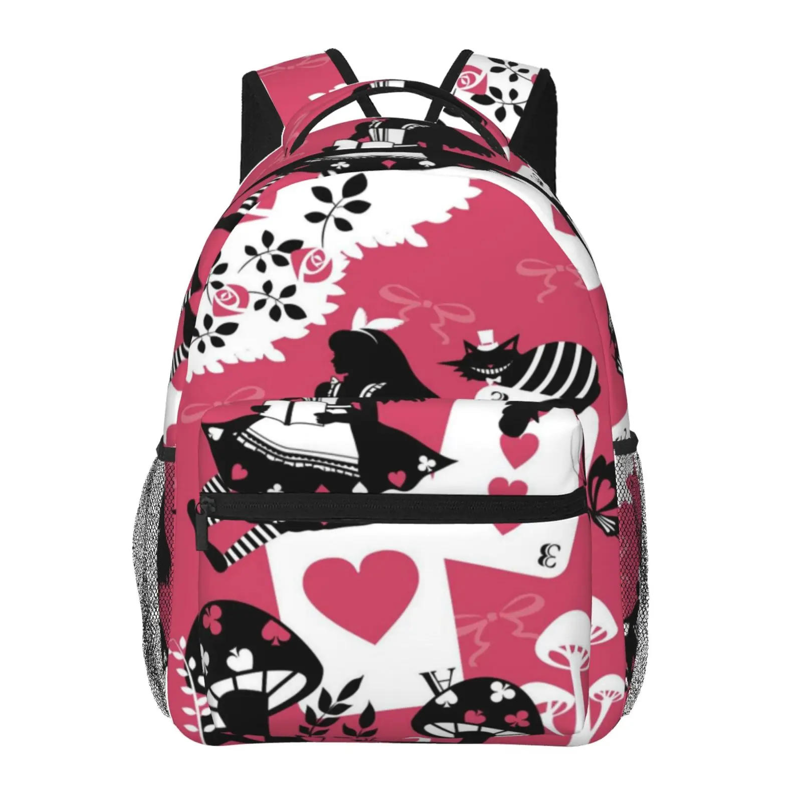 Unisex Alice in Wonderland Backpack, Casual Cartoon Full-Wrap Print Daypack for School & Travel, Water-Resistant Oxford Cloth with 15.6" Laptop Pocket, Back To School Haul, First Day Of School