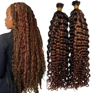 #4/30 Mixed Colored Bulk Human Hair Extension Burmese Curly Bulk Hair For Braids Double Drawn Braiding Hairpieces 100g/Bundles