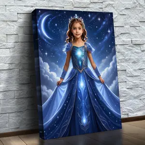 WonderMe The Star Galaxy Princess Personalized Portrait - Professional Print for Kids Room Decor - Fierce Dragon Riders & Graceful Princesses Design