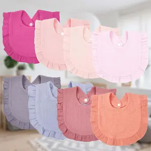 8 Pack Baby Muslin Bibs Soft Absorbent Organic Cotton 4-Layer Baby Drooling Bibs for Newborn