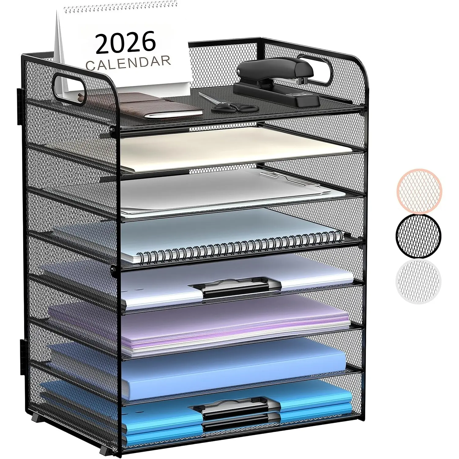 8-Tier Paper Letter Tray Organizer with Handles, Desk Organizers & Accessories, Desk Paper Organizer for Office, Home or School,