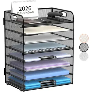 8-Tier Paper Letter Tray Organizer with Handles, Desk Organizers & Accessories, Desk Paper Organizer for Office, Home or School,