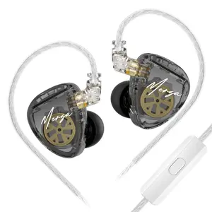 Kz Merga Iem Upgrade Silver Cable, 2dd Dual-Dynamic Driver In-Ear Headphones, Hi-Fi Deep Bass, 3.5mm Interface, Ideal for Musicians, Noise Cancelling Headphones