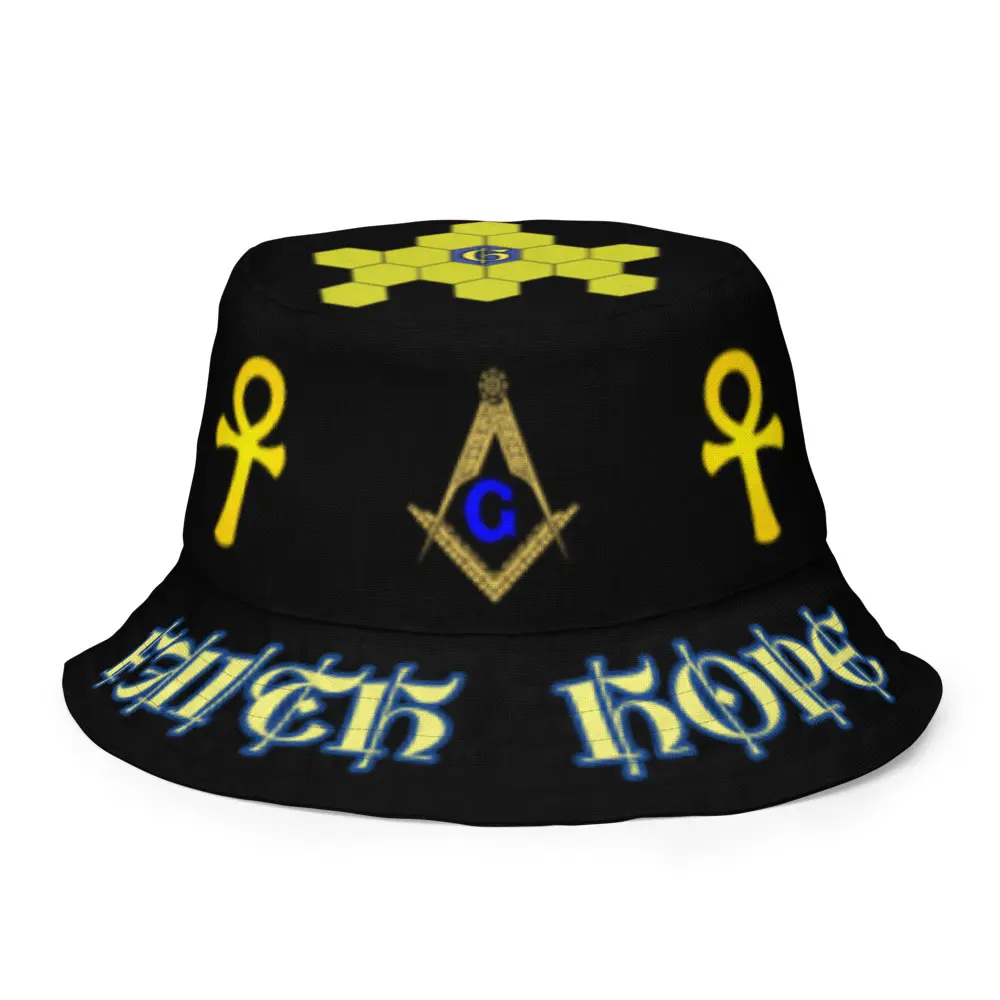 BLACK MASONIC Reversible bucket Hat