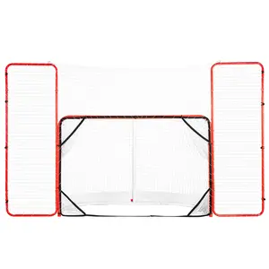 VEVOR Hockey Goal with Backstop and Targets,  , Street Steel Hockey Net, 72" Pro Hockey Training Goal Set, Portable Indoor Outdoor Hockey Goal with Net, Easy Assemble, White/Red