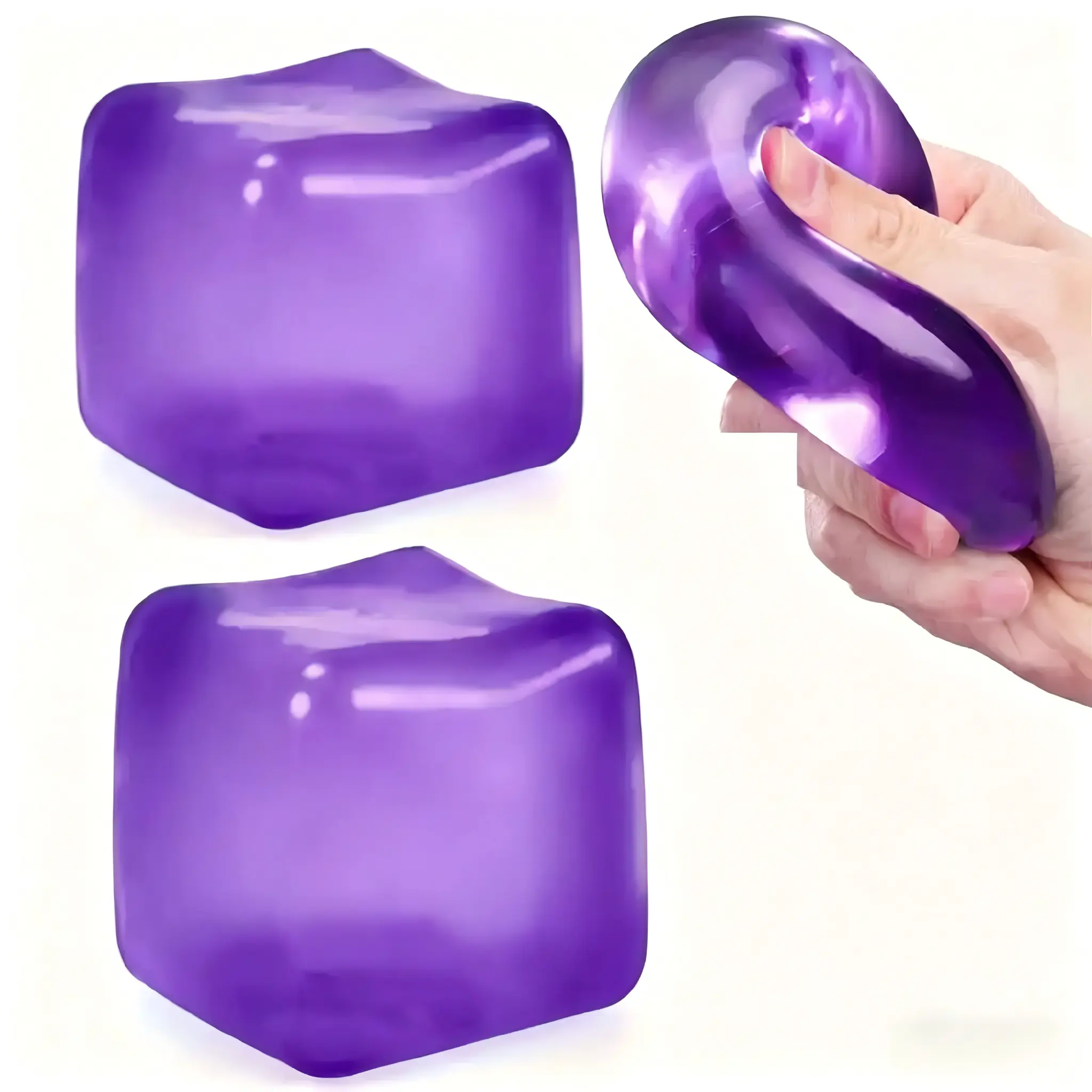 Slowly Rebounding Jelly Texture Ice Cube Sensory Fidget Toy, Stress Reliever with Cool Soothing Touch, Office Relaxation Squish Play Item, Home Anxiety Relief & Creative Party Gift Bounces Back for All Ages