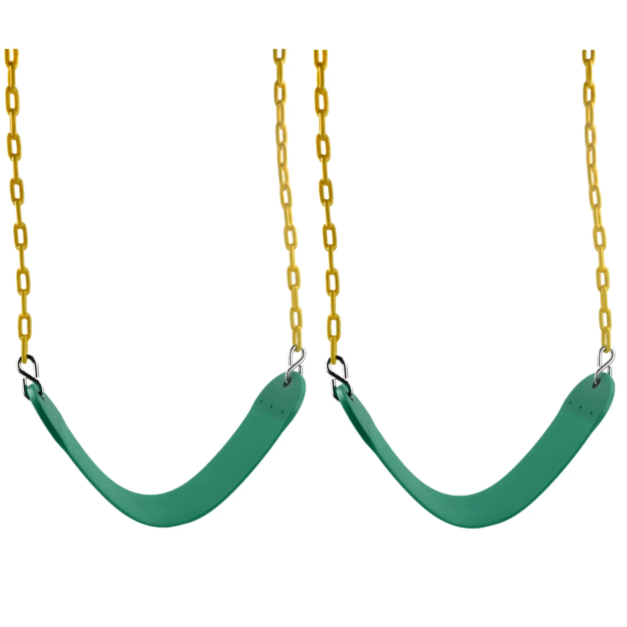 Swing Set Stuff Inc. 2 Pack Green Belt Swing Seat with Yellow 5.5ft Coated Chains
