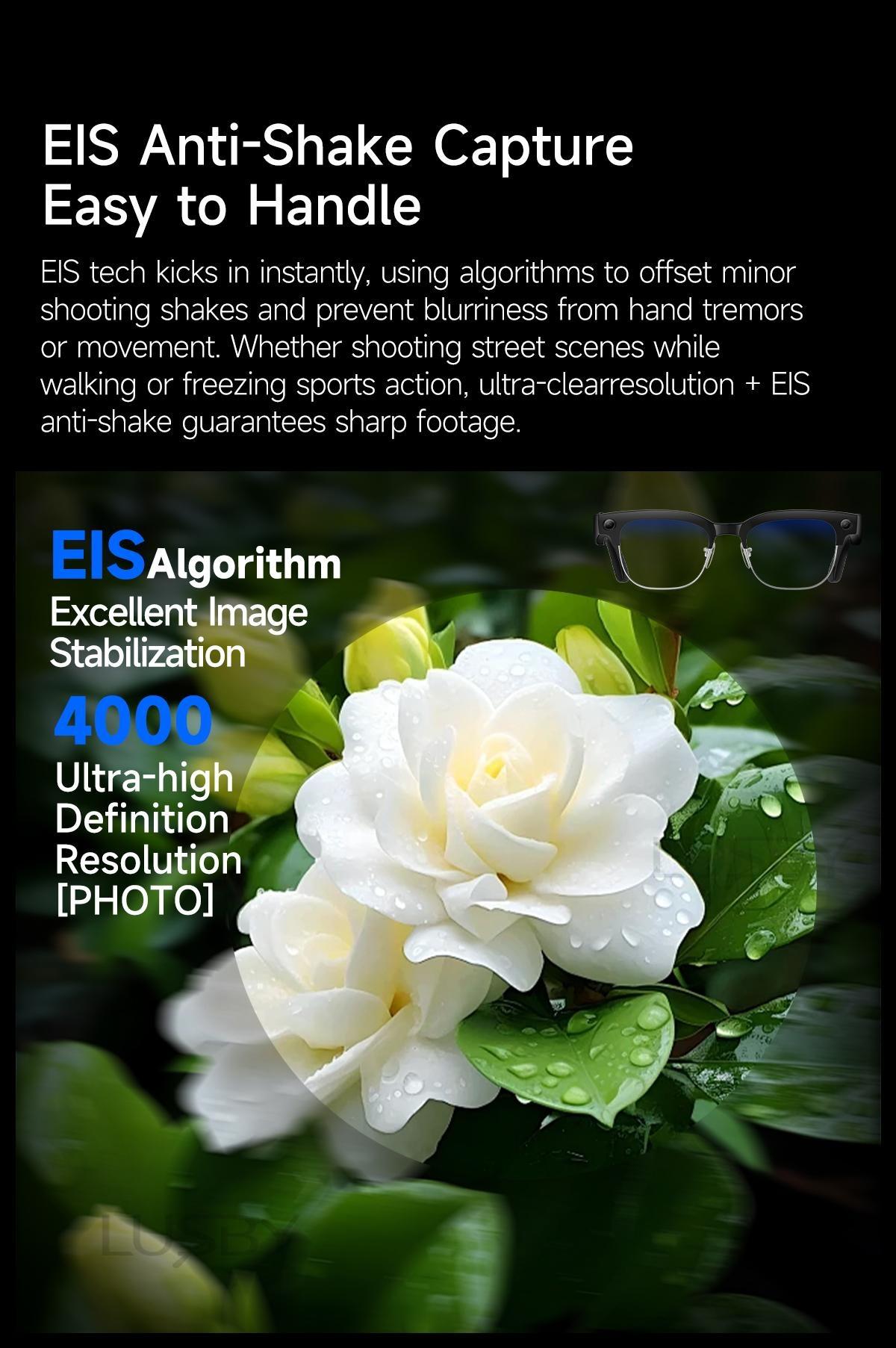 LUSBY Smart AI Camera Glasses with 8MP Photochromic Lenses ,Button Touch Adjustment for Travel Outdoor Adventures Hands-Free Photography 160+Languages Real-Time Translation Bluetooth Wireless Wearable Video Recording UV Protection ,Easter gift