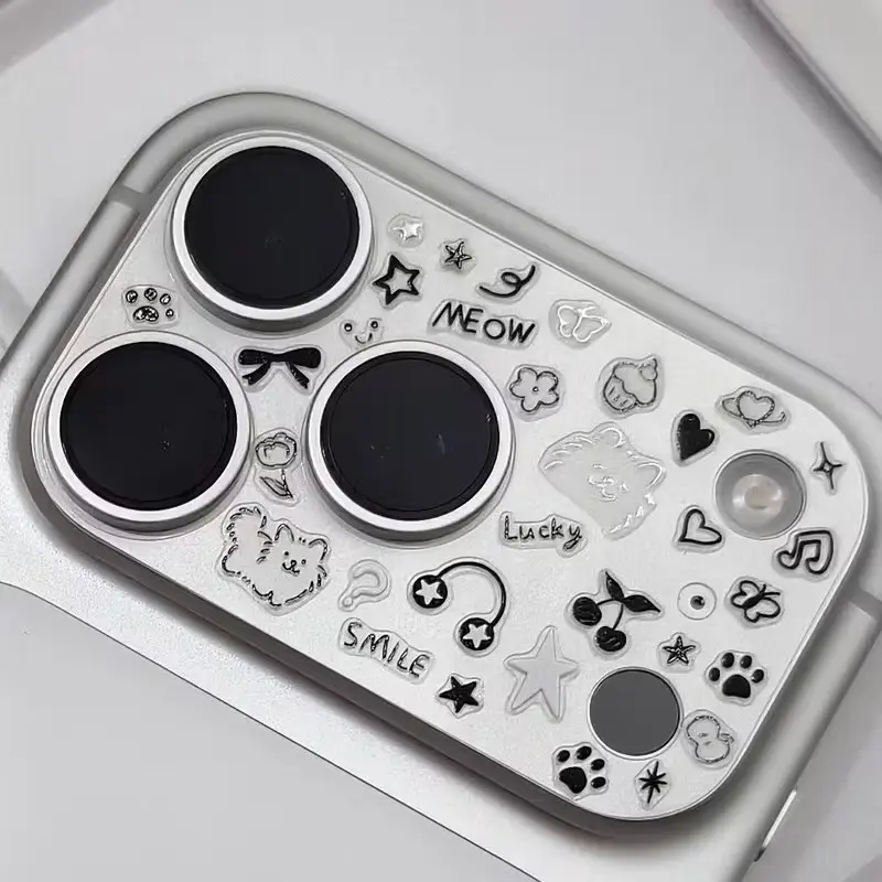 Cute Dog Pattern Back Sticker for Tablets & Phones, Samoyed Smile Line Design, Adorable Cat & Puppy Decal, Perfect for Kids & Adults