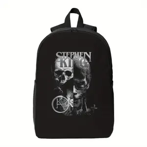 Horror-Themed Stephen King Inspired Backpack - Sematary Movie Design Backpack with Skull Graphic, Heavy-Duty School Bag for Stephen King Fans, Movie Gifts, College, Travel - Durable Backpack for Book Clubs & Horror Clubs, Halloween Backpack, Mesh Side Po