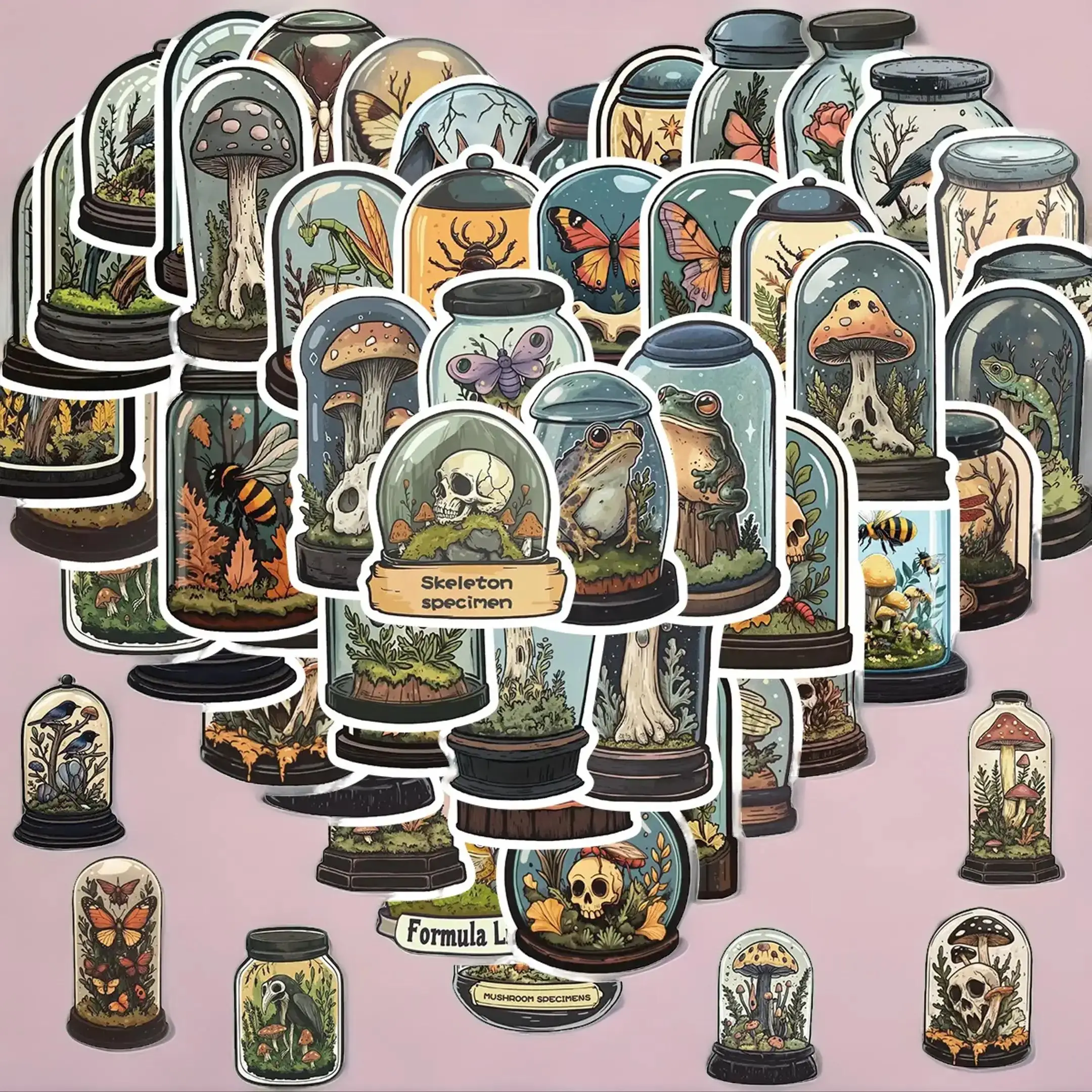 Magic World in The Bottle Sticker, 50pcs/set Waterproof Self Adhesive Decor Paper, Decor Sticker for Gift Greeting Card Water Bottle Laptop Phone, Fun