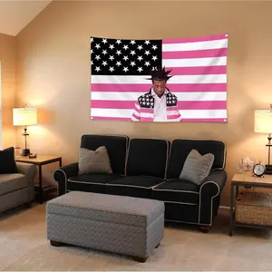 Pink American Flag with Rapper Uzi Design, Durable Polyester Banner Tapestry, Easy to Hang,  College Dorms, Outdoor Parties, No Electricity Needed, Great Gift for Men and Women, Patriotic Clothing |     Modern Flag Design |     Easy Hang Flag 6