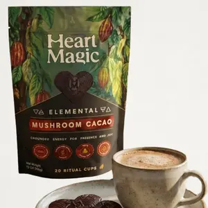 Heart Magic Ceremonial Cacao and Mushroom Blend: Elemental 6 Adaptogenic Mushrooms | 100% Organic Ingredients Just Add Water