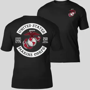 US Marine Corps 250 Years T-Shirt, Eagle Globe Anchor Anniversary Seal Tee, Patriotic Military Pride Shirt for Men & Women