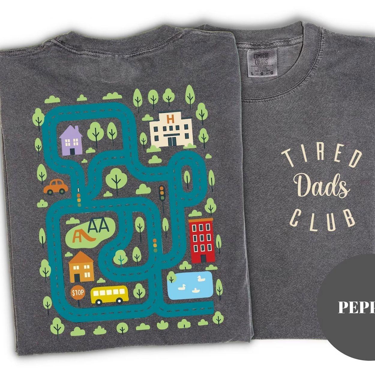 Comfort Colors Tired Dads Shirt, Car Track Play Mat Tee, Trending Father’s Day, Men’s Graphic Tees, Casual Outfit, Comfortable Menswear, Perfect Gift For Men, Apr24
