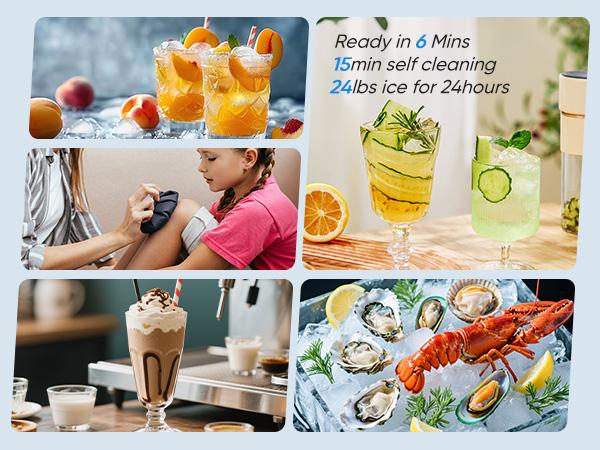 Countertop Ice Maker Machine,Fast Making Ice Cubes, 2 Sizes Bullet Ice, Portable Ice Machine