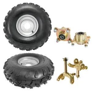 22x10-10 Tire and Wheel Rim 22x10x10 & 4 Sutd Front Wheel Rim Hubs & Front Steering Knuckle Spindles for ATV UTV Quad Moped Buggy Dune Golf Cart Tractor Lawn Mower 4 Wheeler All Terrain Tires