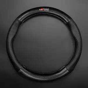 Universal Car Steering Wheel Cover, Carbon Fiber Leather, Anti-Slip Design, Fits Toyota Gr Gazoo Racing Rav4 C-Hr Mirai Trd