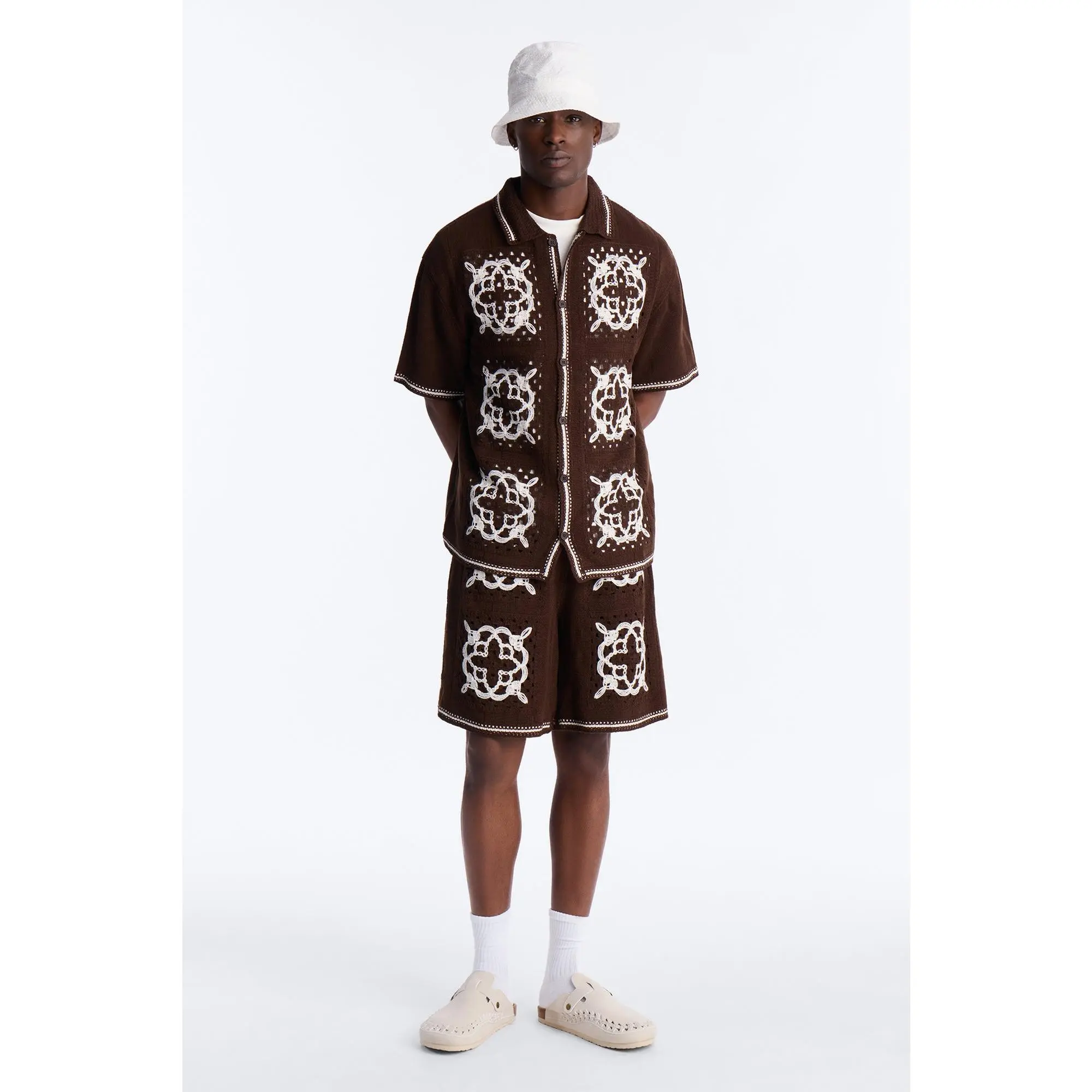 Relaxed Lido Isle Crochet Short - Brown