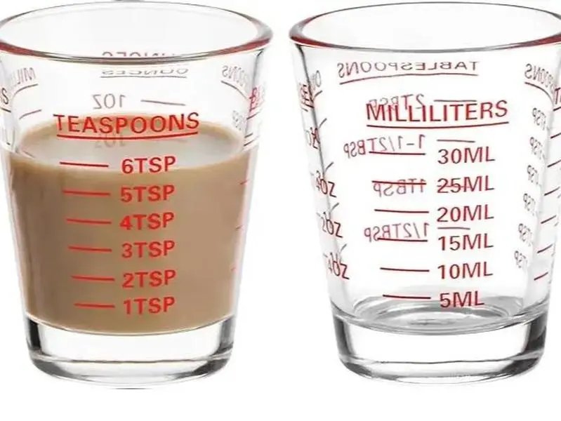 Measuring Cup Shot Glasses 2PACK Espresso Shot Glasses Liquid Heavy Glass 26-Incremental Measurement 1 OZ, 2 TBS, 6 TSP, 30 ML Kitchen Tools (Red) Utensils