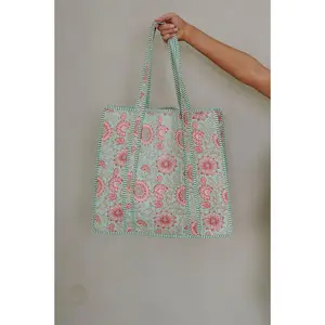 Adley Floral Tote Bag-Mint Green