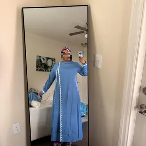 Women's Fashion Long Sleeve Round Neck Solid Color Casual Dress, Long Sleeve Dresses, Elegant Lace Trim Robe Style, Perfect for Daily Wear & Special Occasions, Muslim Outfits