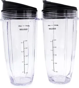 Replacement Blender Cup with Lid (2 Pack) 24 Oz Cups For  Auto  BL480 BL482 BL642 BL682 BL450 BN401 BN751 BN801 Foodi SS351 SS151 SS401  Blender Auto