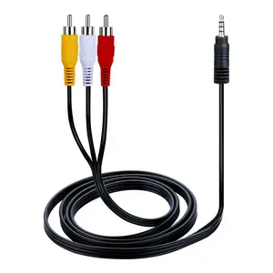 Simyoung 3.5mm Aux to 3 RCA AV Audio Video Cable 1M Black Electronic End Connection Adapter
