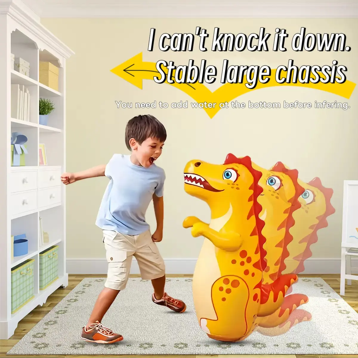 PVC Inflatable Dinosaur Toy for Kids, Playroom, Large Cartoon Balancing Act, Outdoor Play Equipment, Fun & Safe Design