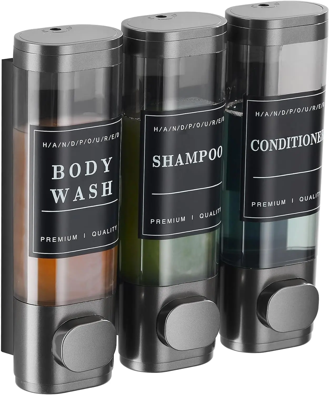 Shampoo and Conditioner Dispenser,Unisense Shower Soap Dispenser Transparent 2,3 Chamber No Drill Wall-Mounted Shampoo Dispenser for Shower Luxury Wall Mounted Shower Dispenser for Bathroom Hotel Large Capacity