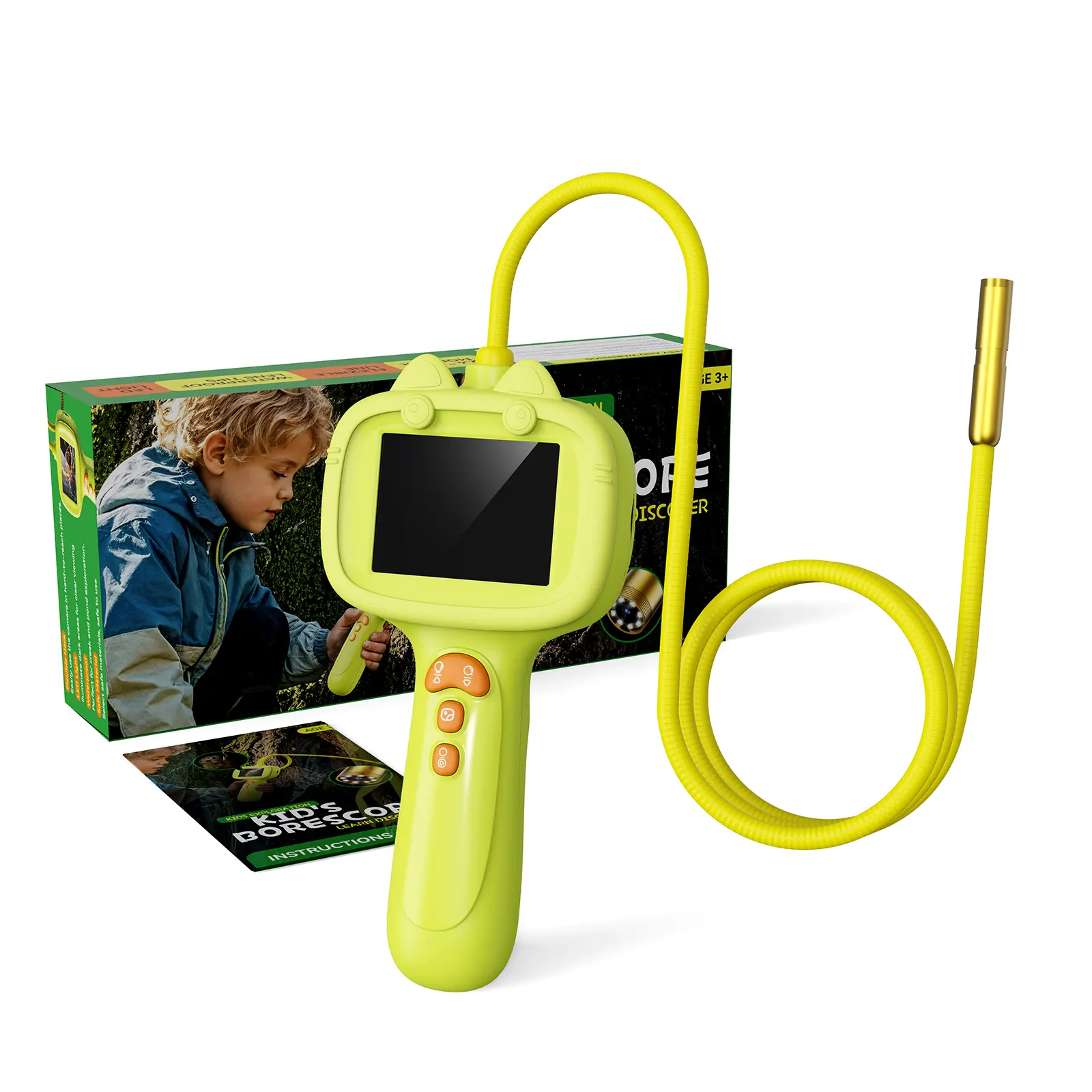 [2026 Upgrade] Portable Kids Snake Borescope Endoscope Camera, Waterproof 2.4" HD Screen Rechargeable Photo Video STEM Toy, Indoor Outdoor Nature Exploration Gift For Boys Girls Ages 3-10