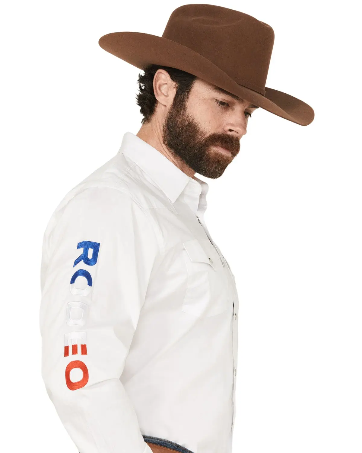 Rodeo Men's Clothing Men'S Boot Barn America Solid Long Sleeve Pearl Snap - Ps550/Us-White
