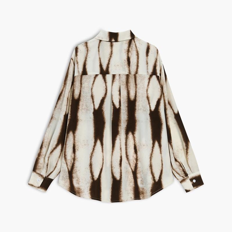 Commense Tie Dye Oversized Button Down Shirt black size M Adult Blouses Casual Long Sleeve