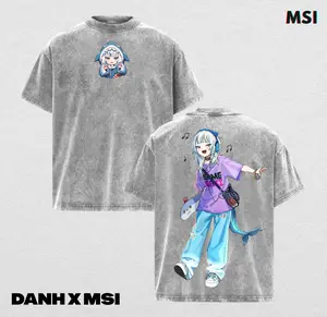 Gawr Gura | HoloLive Washed Tee Streetwear Tee Hoodie “Shark Queen — Tiny Body, Ocean-Sized Energy” — For Vtuber Fans, For Gift Drops That Splash With Cute Chaos