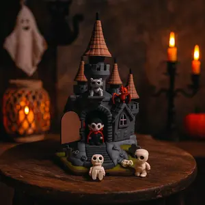 🏰 Transylvania Castle – 10” 3D Printed Haunted Set with 5 Figures - Desk Decor Doll Figurines Vampire