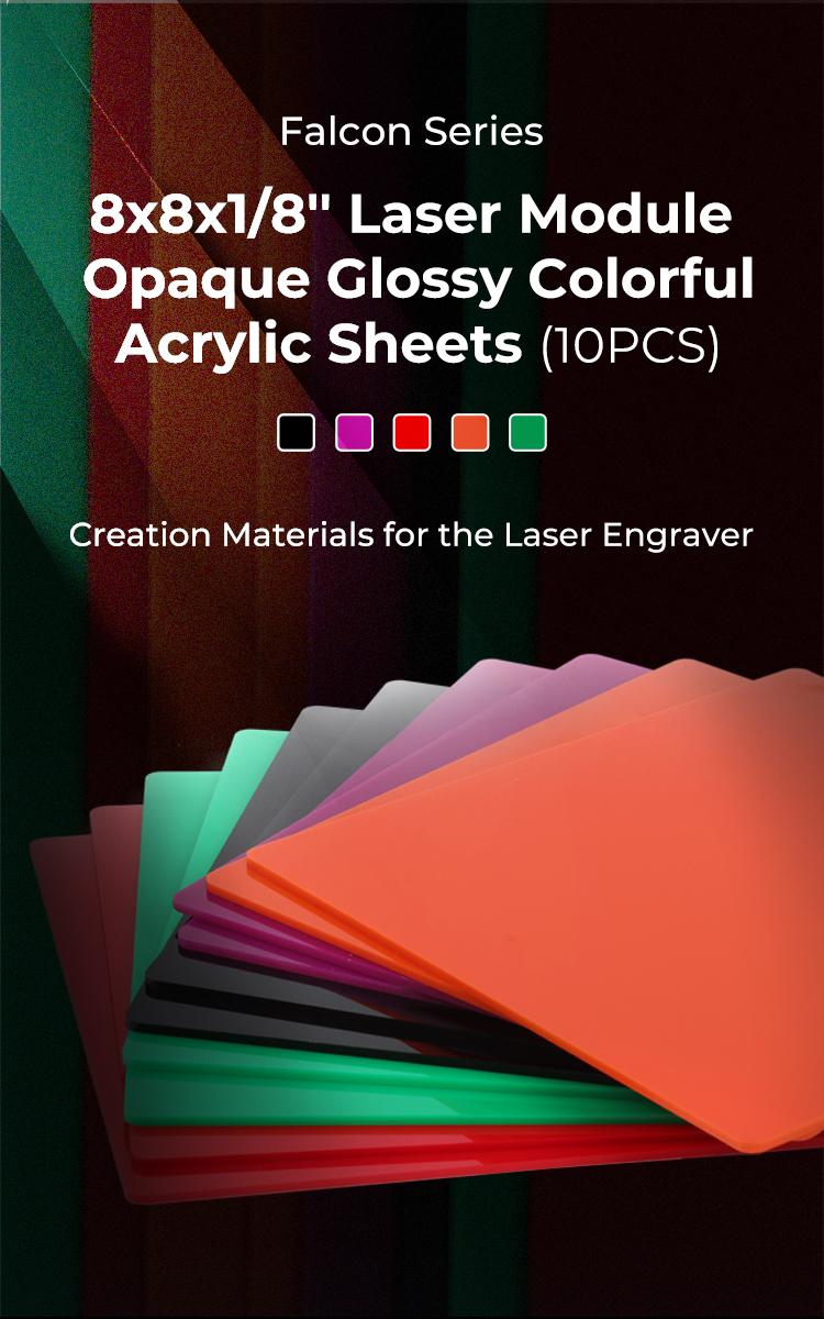 Creality 8x8x1/8'' Laser Module Opaque Glossy Colorful Acrylic Sheets（10pcs）