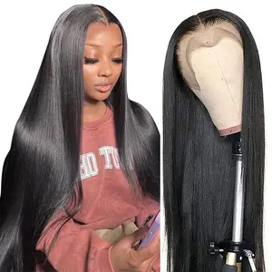 13x6 Transparent Lace Front Wigs Human Hair Lace Frontal Wig Pre Plucked Natural Black Straight Hair For Women