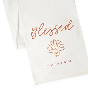 Personalized Couple Names Blessed Canvas Table Runner