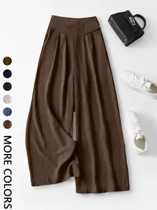 Women's High Waist Wide Leg Pants, Bohemian Trousers, Casual Boho Style, 3D Pleated Design, Skin-Friendly Comfort, Multiple Colors, S-Xxl