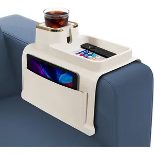 Couch Cup Holder with Tray & Dual-Sided, Large Sofa Armrest Tray, Non-Slip & Spill-Resistant Couch Drink Holder, Multifunctional Couch Arm Organizer
