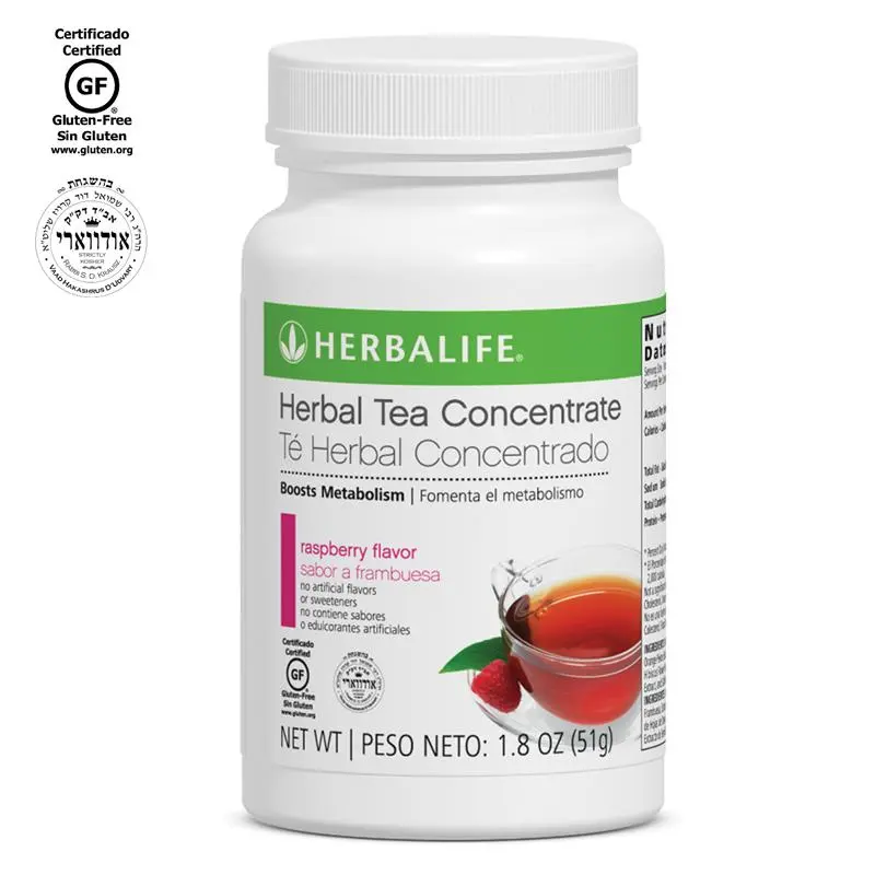 Herbalife Raspberry Instant Herbal Tea Concentrate - 1.8 oz Packaged Ready-to-Mix Black Tea Powder, Gluten-Free, Hot or Cold Daily Beverage with Classic Flavor